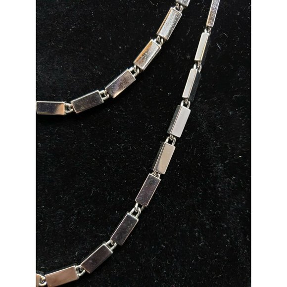 Monet Silver Tone Rectangle Bead Chain Necklace - Picture 3 of 5